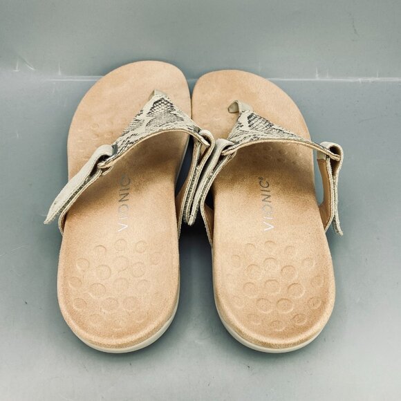 Vionic Wanda Flip Flop Womens Size 10 Beige T Strap Snake Embossed Thong Sandal - Picture 5 of 10